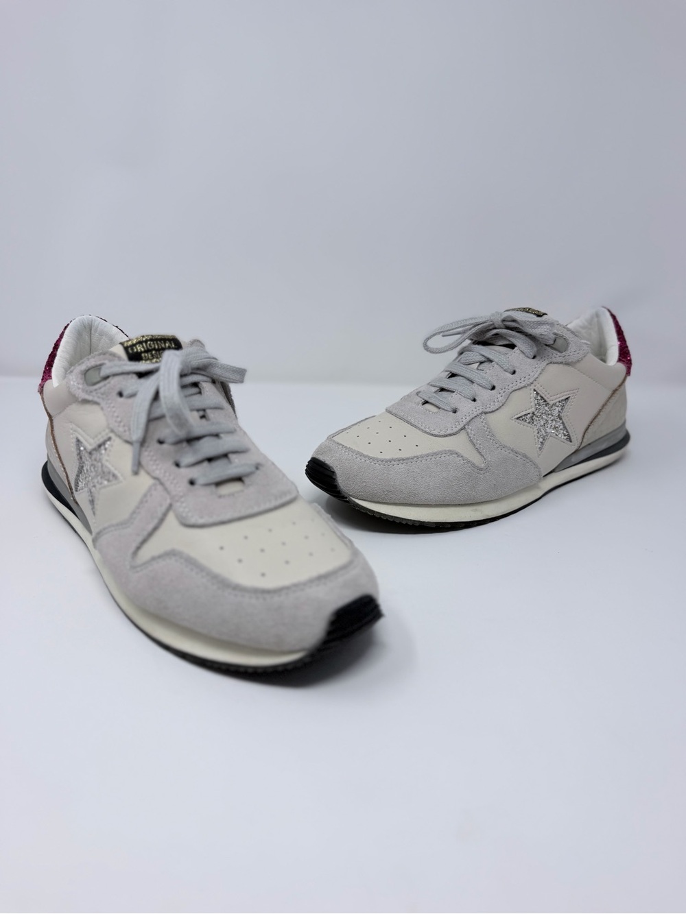 Vintage Havana Women’s Rock Sneakers White Gray Glitter Star Pink Size 11
